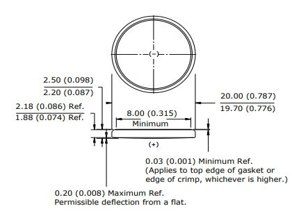 Dimensions of CR2025 Battery