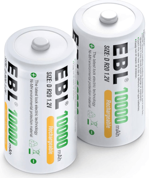 Rechargeable NiMH (Nickel-Metal Hydride) D Batteries